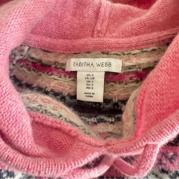Tabitha Webb Wool Fair Isle Hoodie Sweater Women’s Small Pink Nordic Knit - Picture 6 of 7